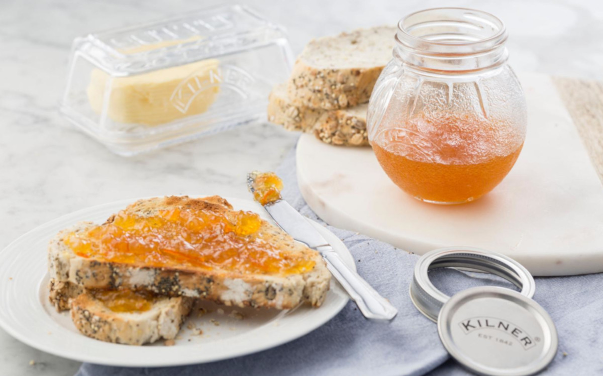 Jam on taost on a plate